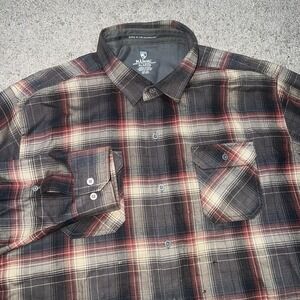Kuhl Shirt Mens XL Brown Plaid Dillingr Flannel Button Down Long Sleeve